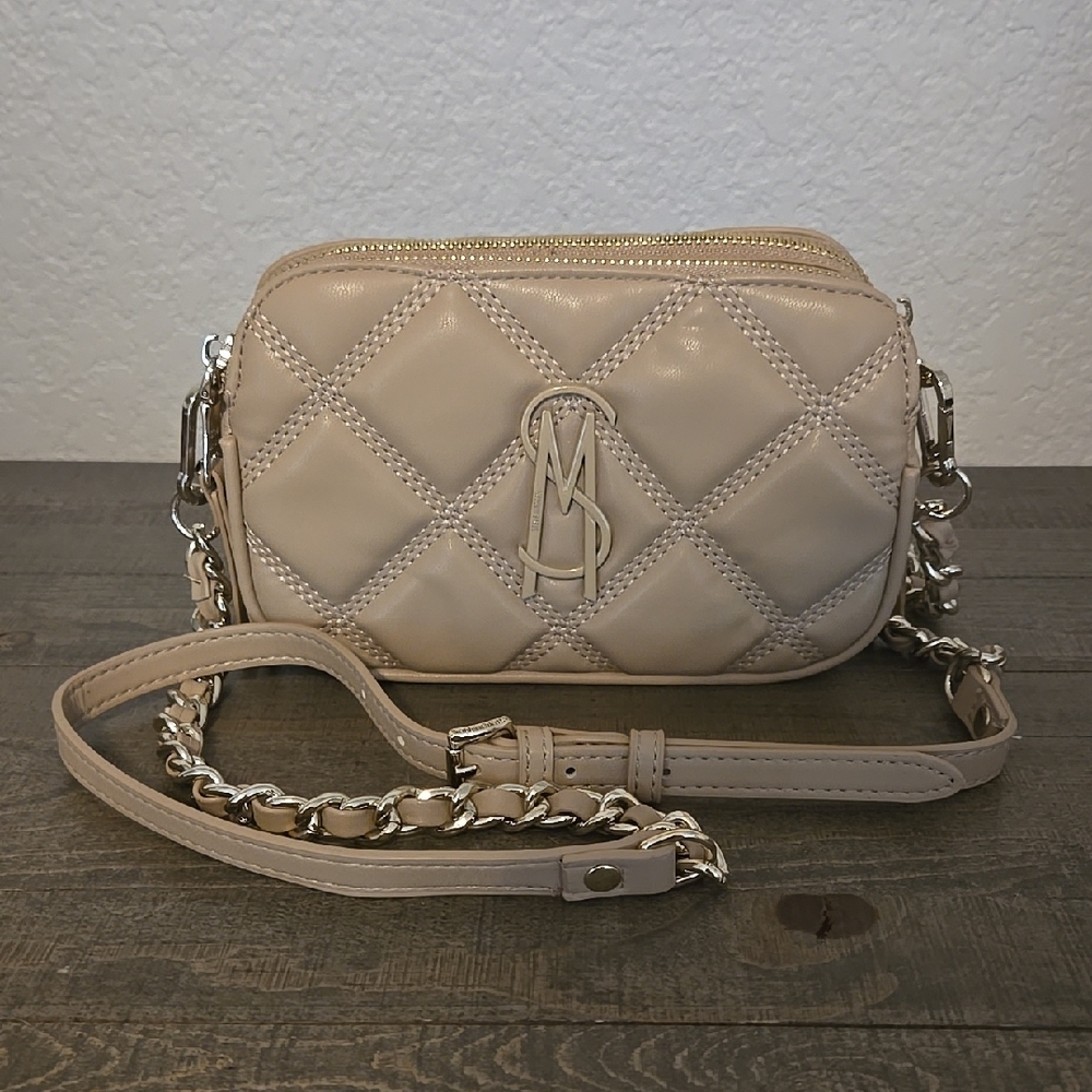 Beige Quilted Crossbody Bag